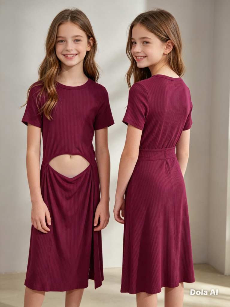 Vestido canelado Angerô menina