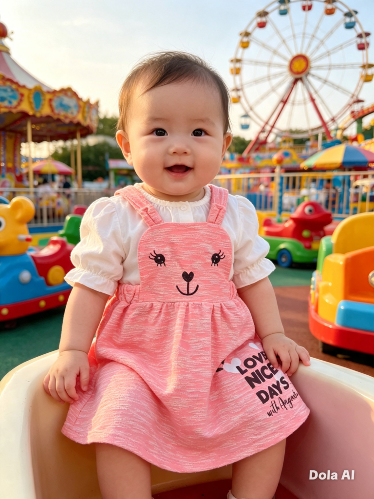 Vestido tipo jardineira de malha para bebê