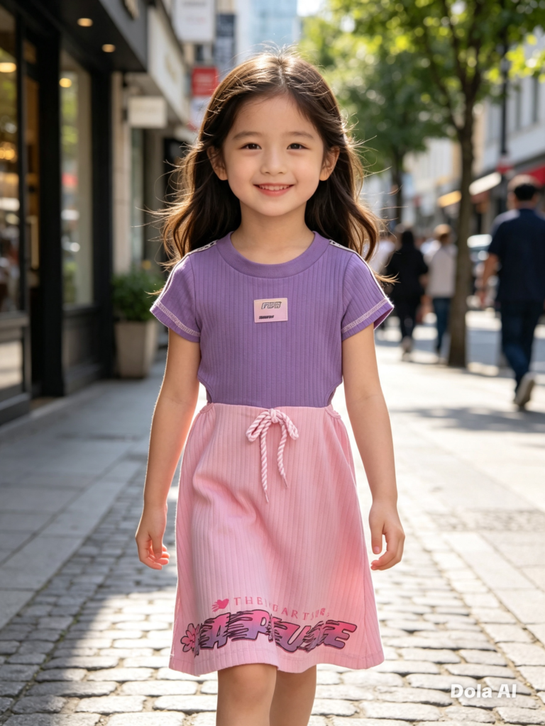 Vestido Angerô rosa e lilás detalhe laterais