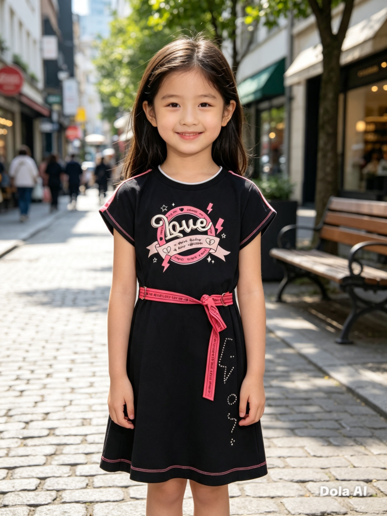 Vestido Angerô infantil verão preto malha