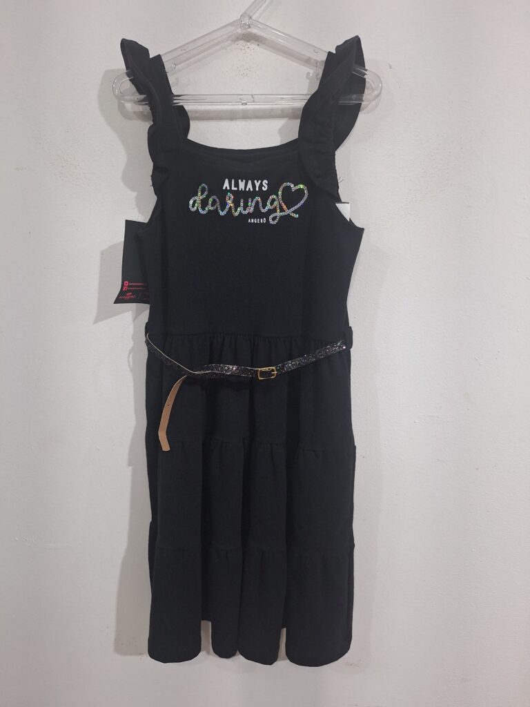 Vestido Angerô de malha preto always com cinto