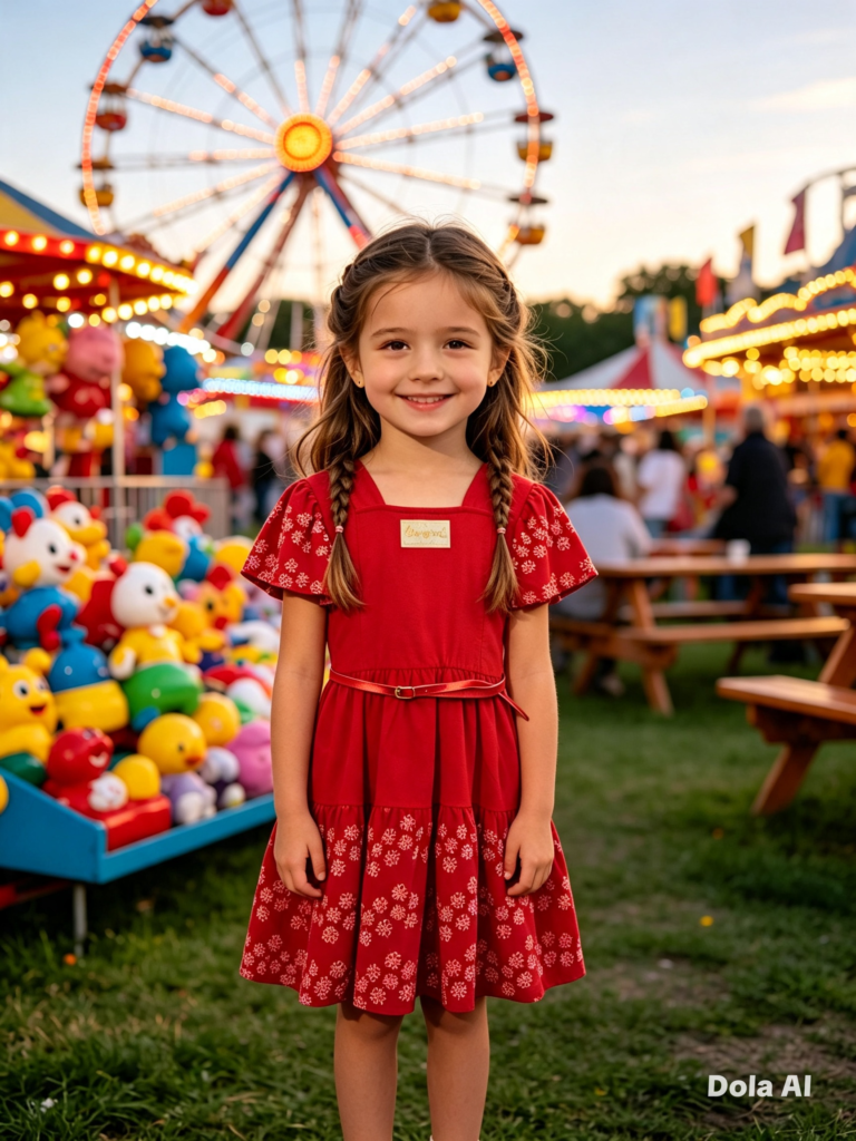 Vestido Angerô infantil vermelho com cinto
