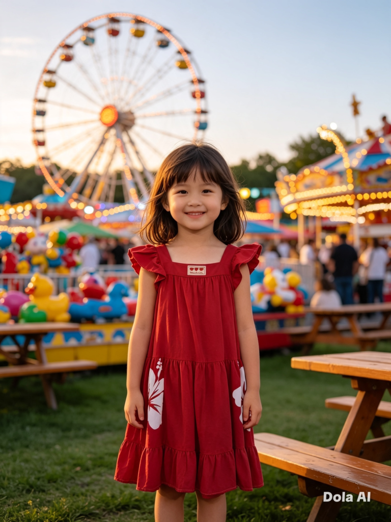 Vestido Angerô infantil tecido floral vermelho