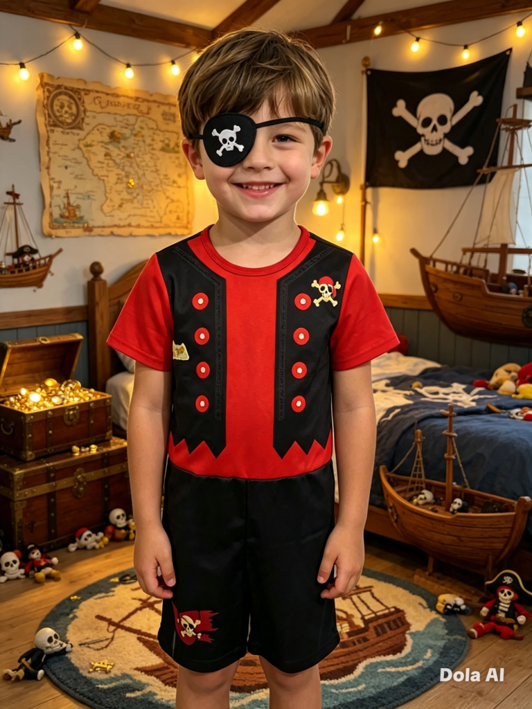 Fantasia de pirata com acessórios