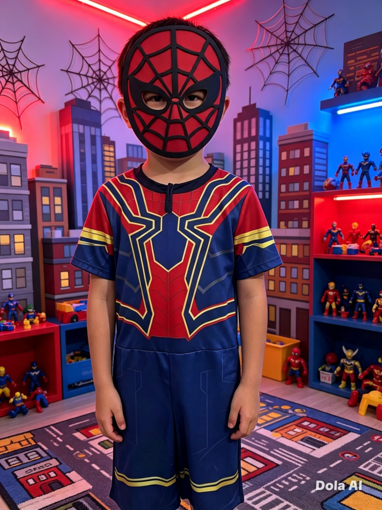 Fantasia de homem aranha com máscara