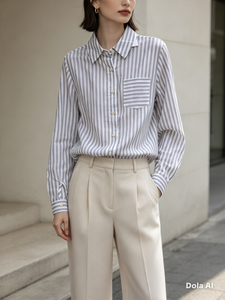 Camisa feminina listras tecido