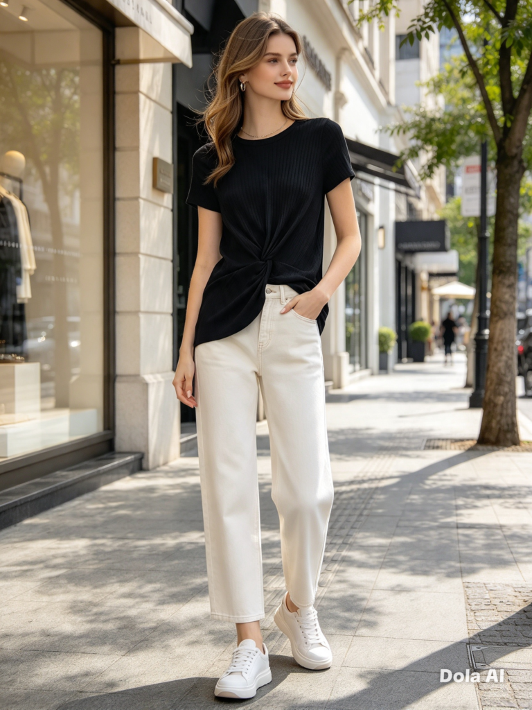 Blusa preta canelada new look