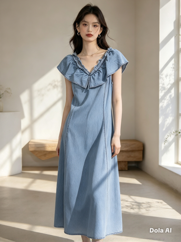 Vestido sarja jeans Cantão blue